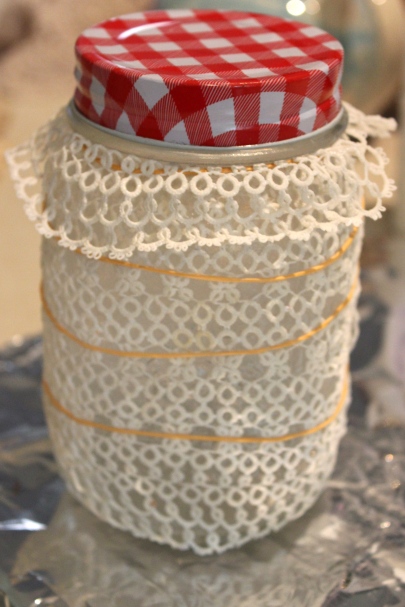 You can fold down the edge of the doily if it doesn't fit - it makes a pretty feature!